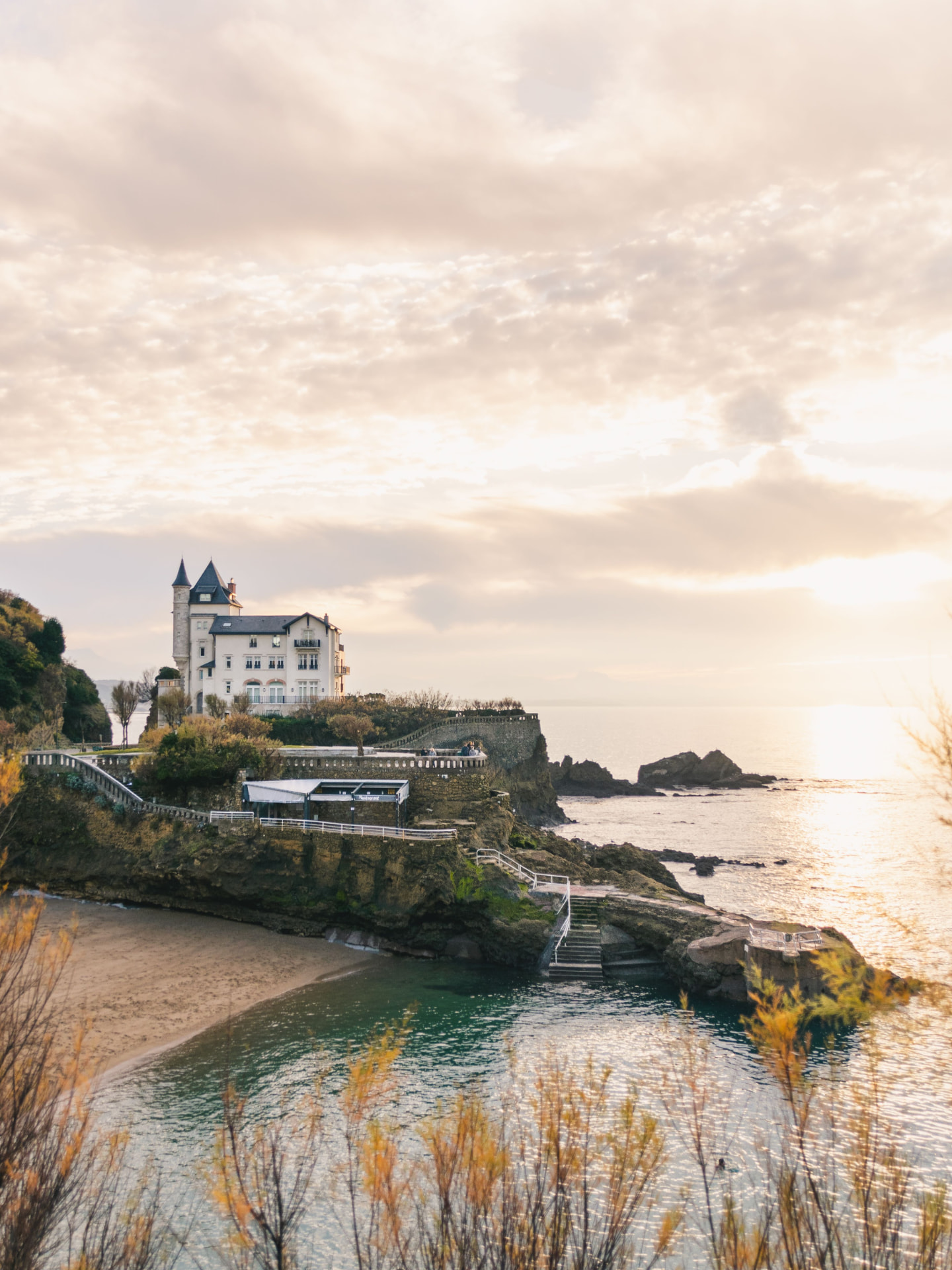 Villa Belza au bord de l'océan à Biarritz, lumière de fin de journée